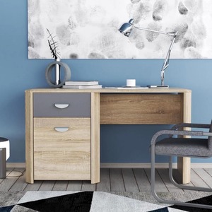 1 Door 1 Drawer Oak Curved Edge Desk