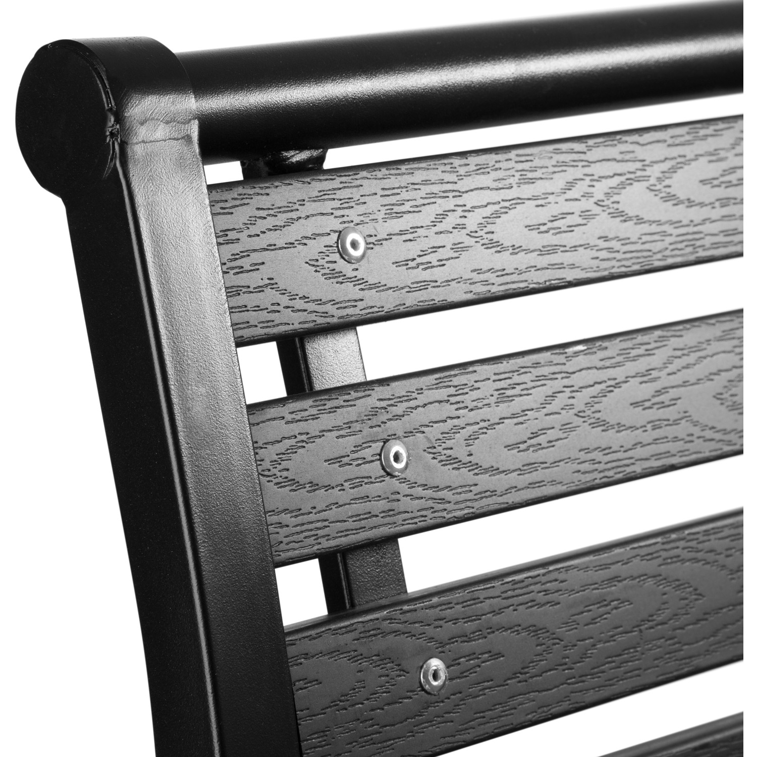 Garden Bench 3-seater With Steel Frame - Black