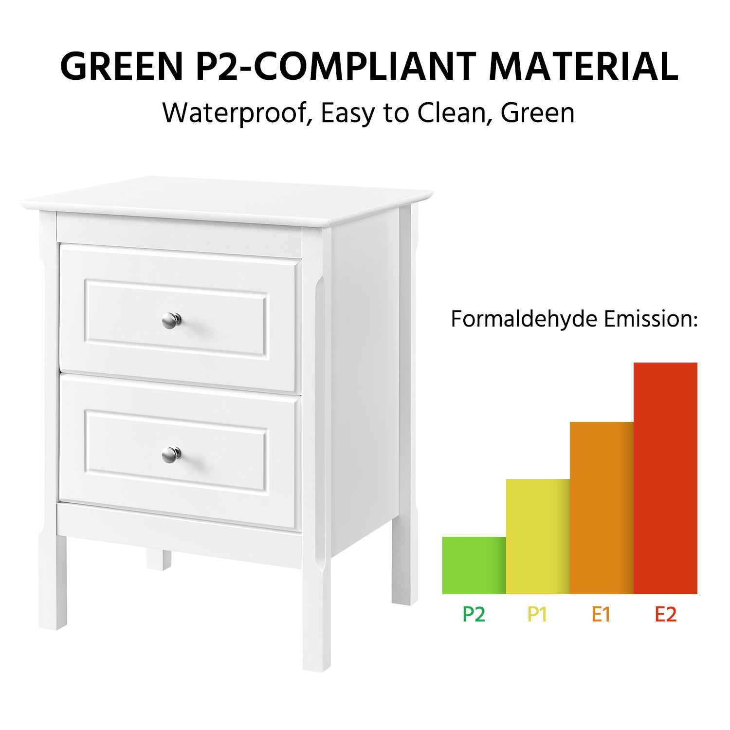 2-drawer Bedside Table - White