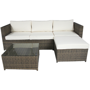 L-Shaped 3 Seater Outdoor Rattan Furniture Lounge Set