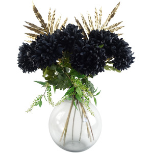 Black Chrysanthemum Bundle Glass Ball Vase