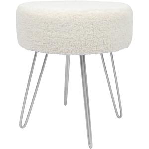 Round Boucle Footstool with Hairpin Legs
