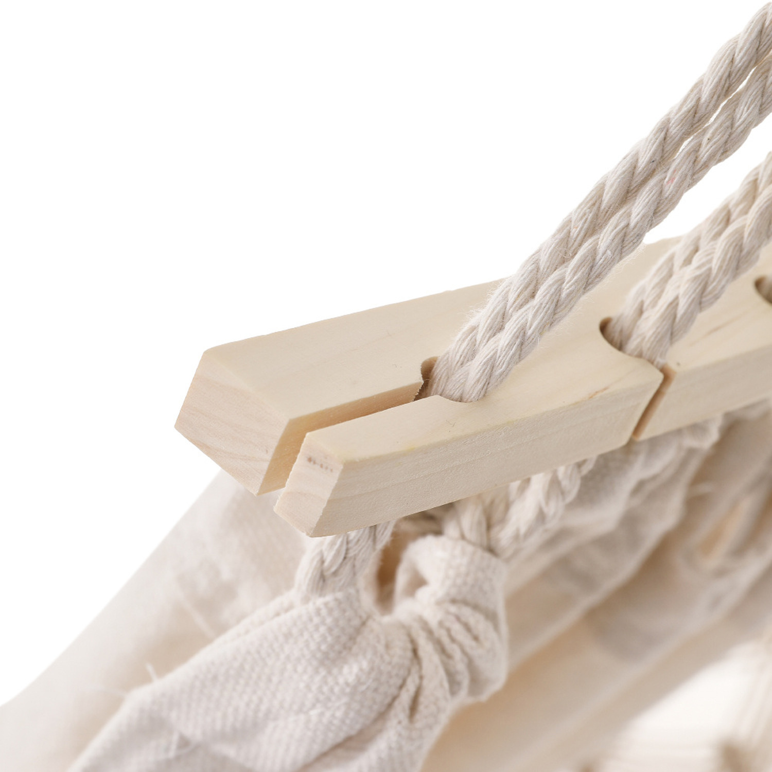 Outdoor Hanging Canvas Hammock With Balance Spread Bar - Beige