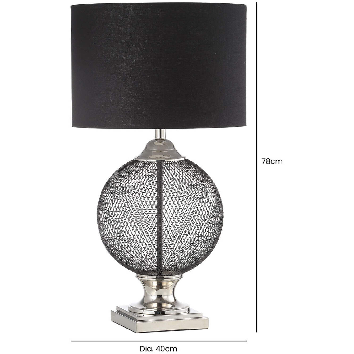 Wire Luxury Bedside Table Lamp - Black Metal Linen