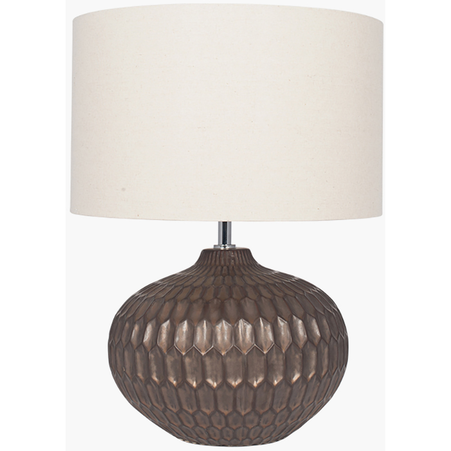 Aztec Pattern Textured Glazed Ceramic Table Lamp - Bronze