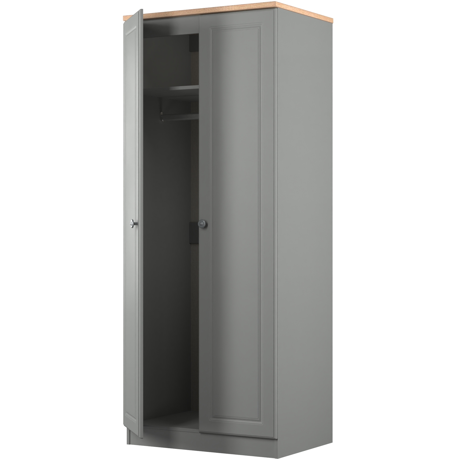 Norfolk Fully Assembled Plain Wardrobe - Dusk Grey Bardolino Oak