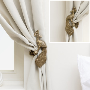 Set of 2 Metal Peacock Curtain Tie Backs