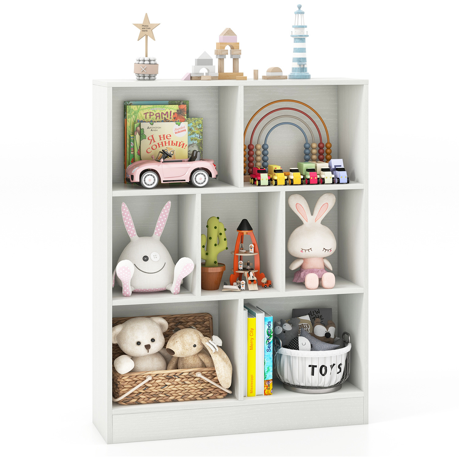 7-cube Freestanding Storage Organiser - White