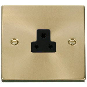 Satin  Brushed Brass 1 Gang 2A Round Pin Socket