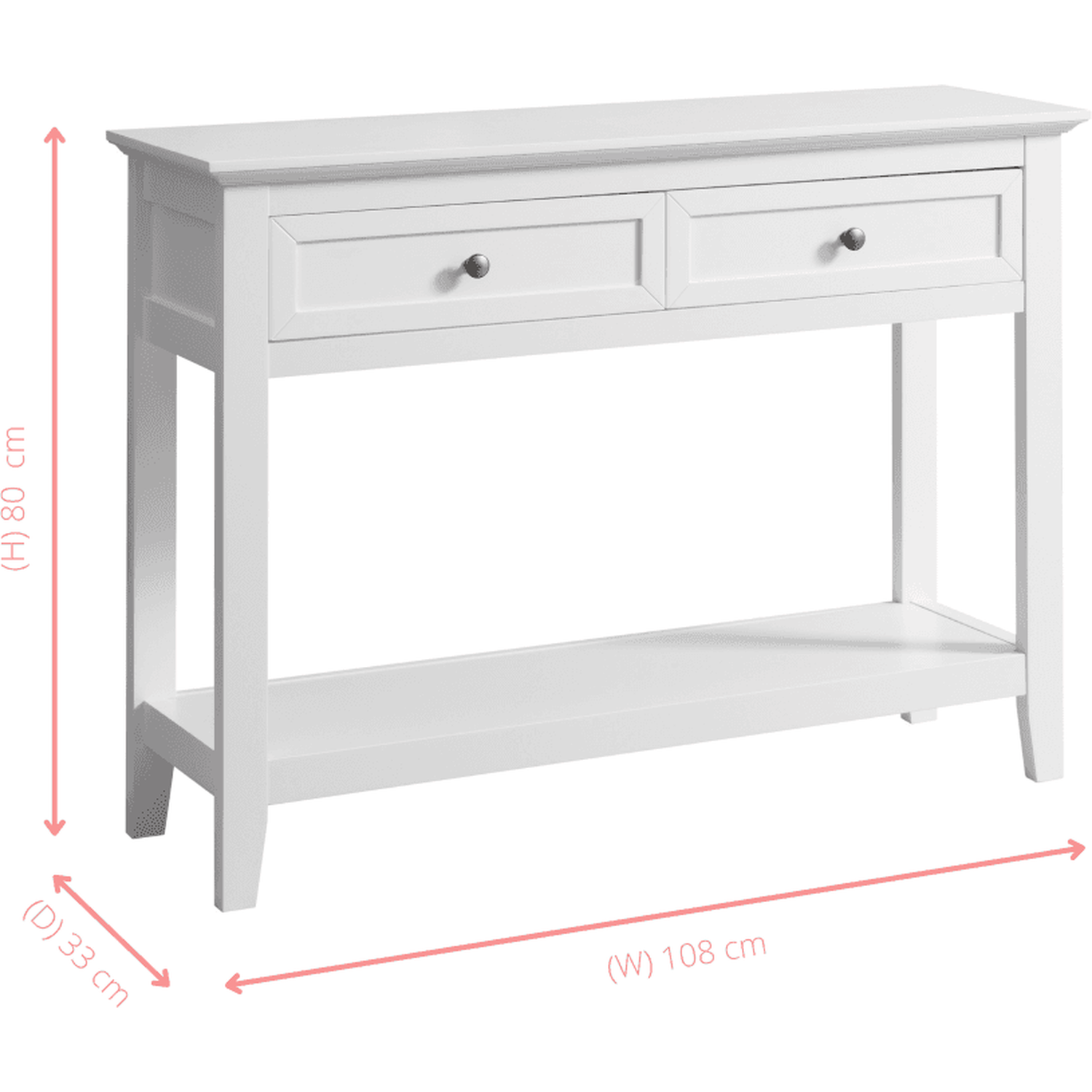 Karlstad Console Table with 2 Drawers in White