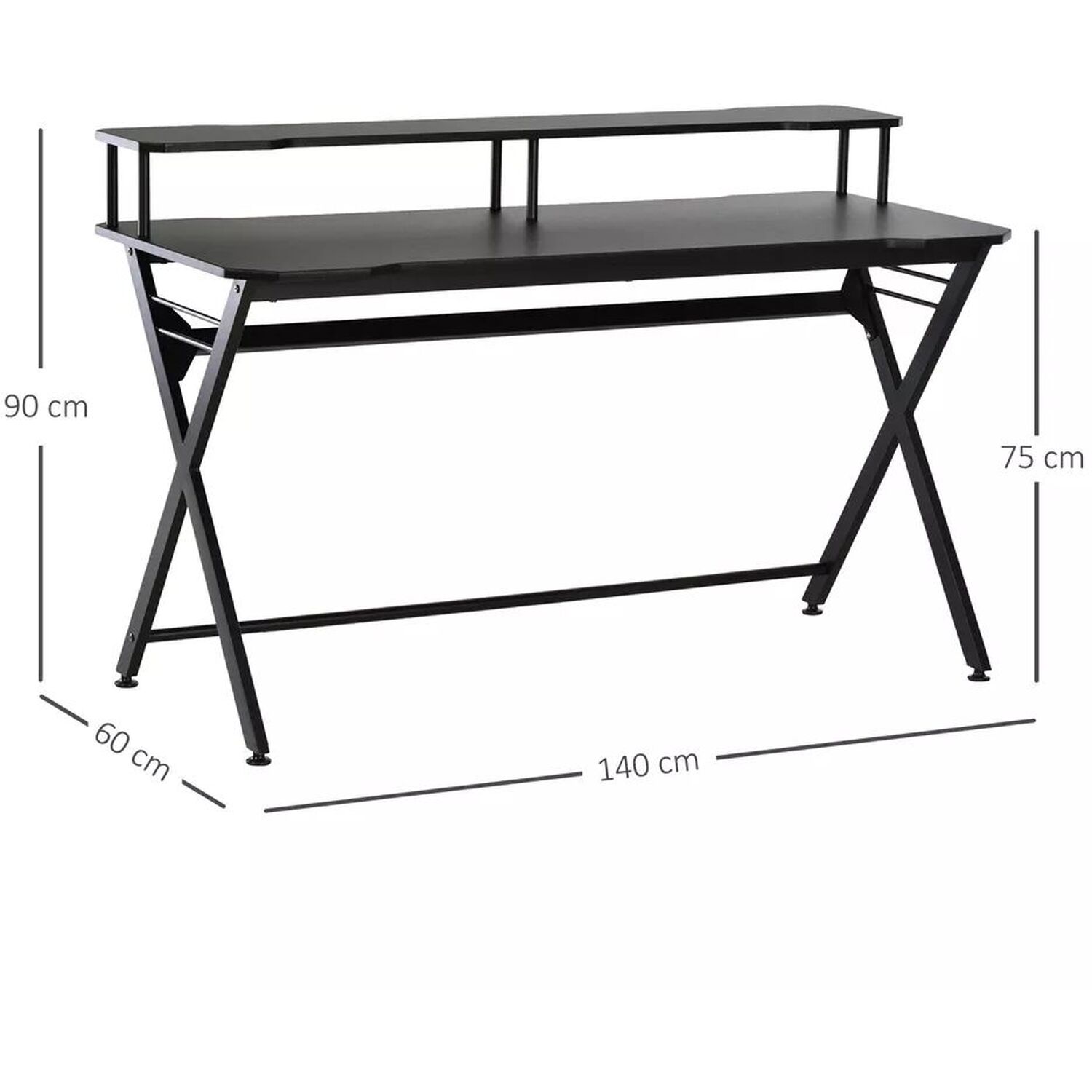 Metal Gaming Desk - Black