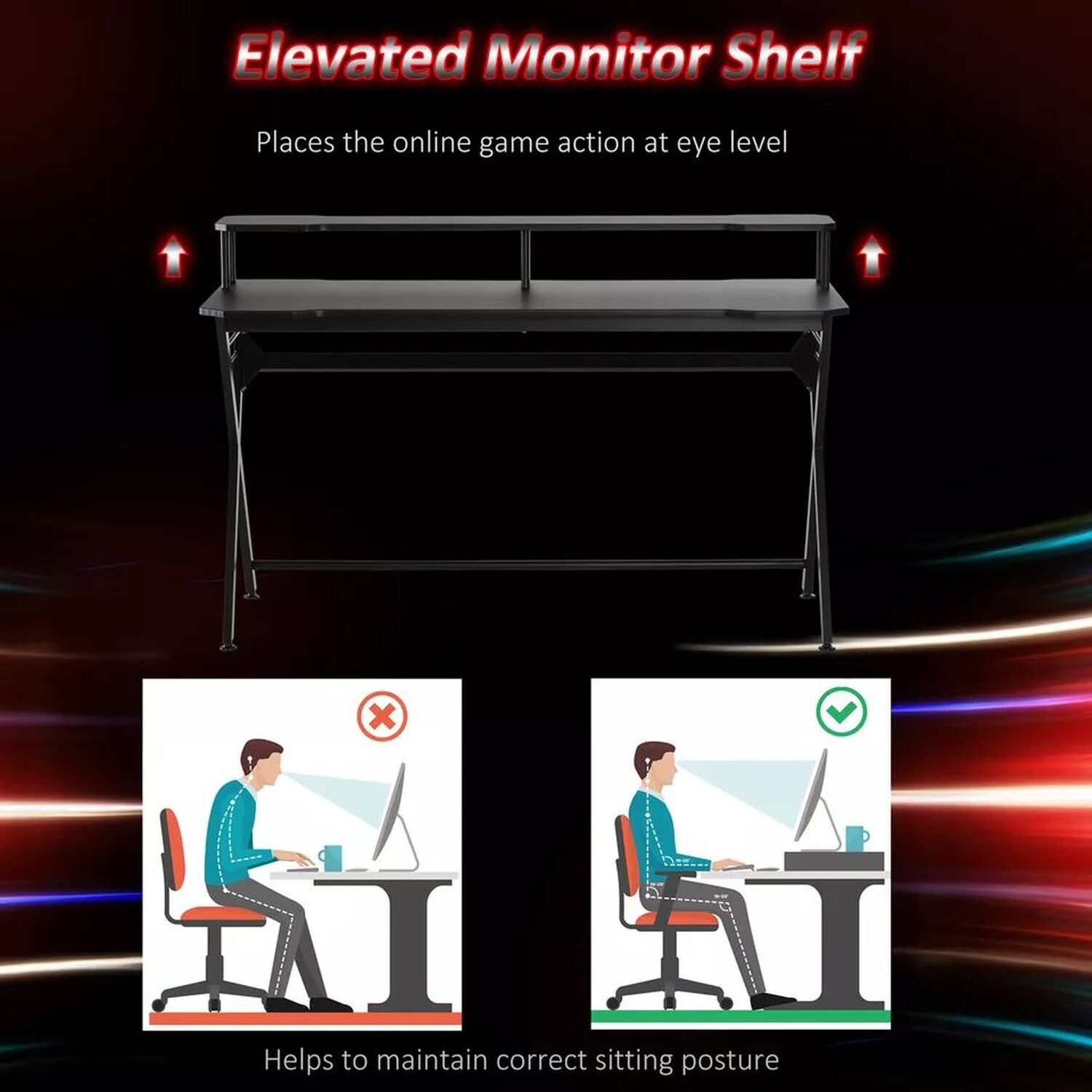 Metal Gaming Desk - Black