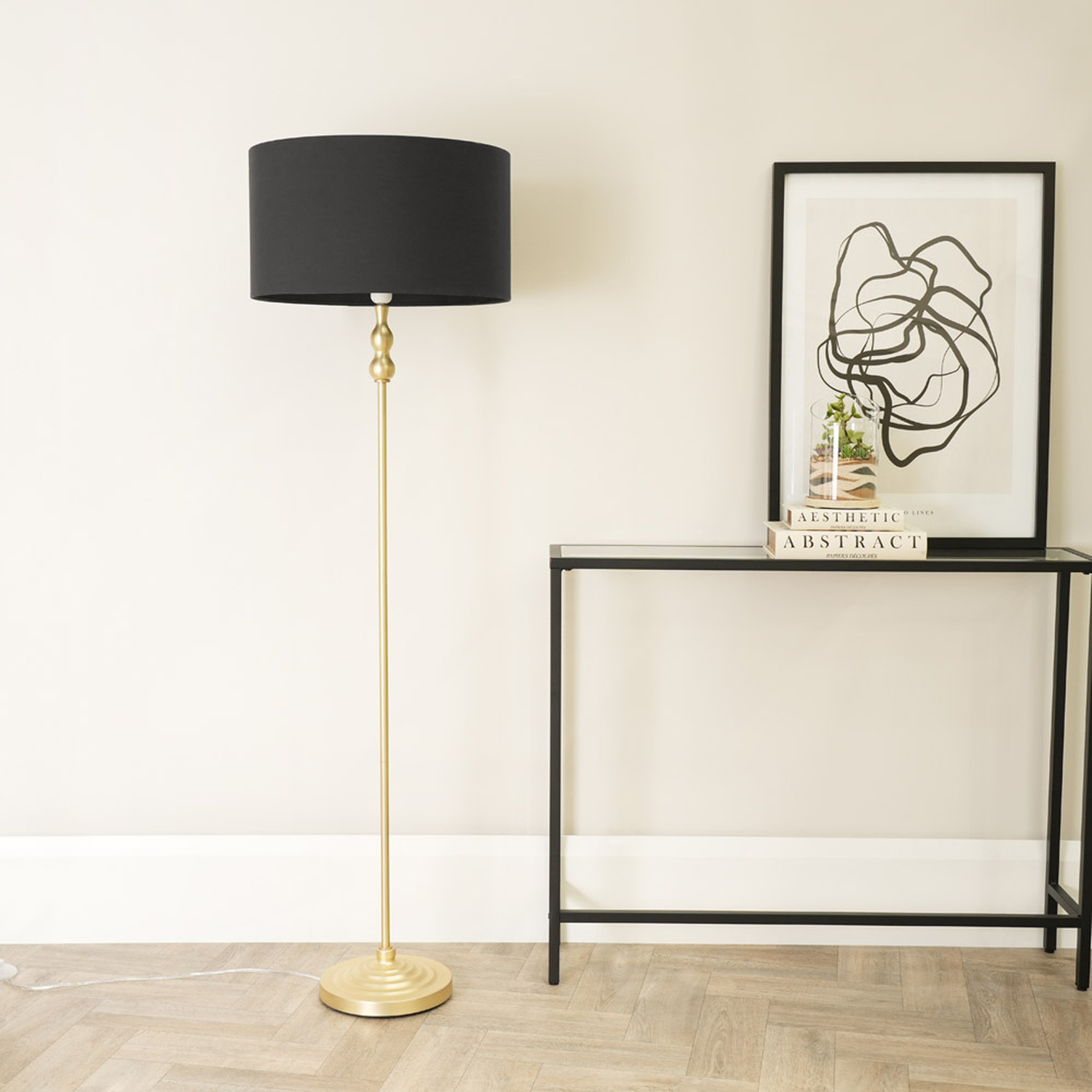 Image of Maggie Gold Floor Lamp with Drum&hellip;
