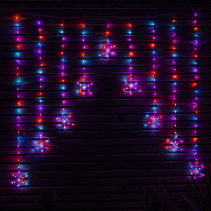 Christmas Snowflake Curtain Lights with 267 Rainbow Lights