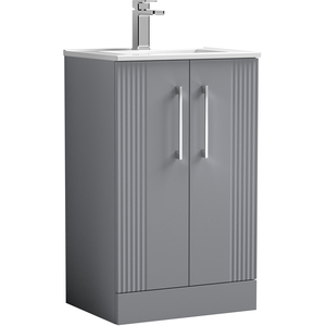 2 Door Floor Standing Vanity Unit Minimalist Basin Grey 500mm