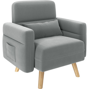 Light Grey / Polyester, Fabric, Rubberwood, Foam Yaheetech Small Fabric Loveseat Sofa with Pillows shot 7072718