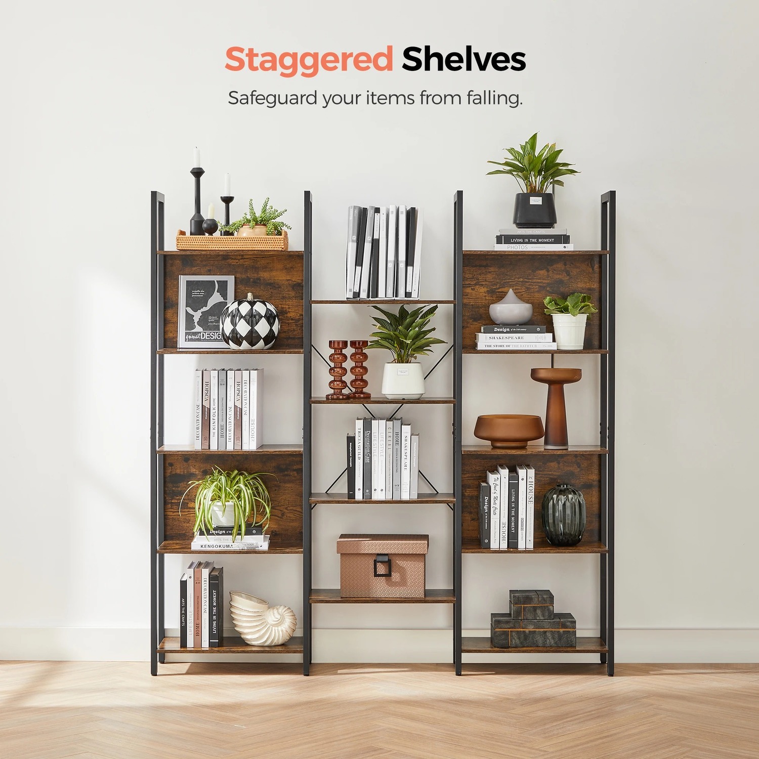 Large Metal and Wood 14 Shelf Bookcase Shelving Unit