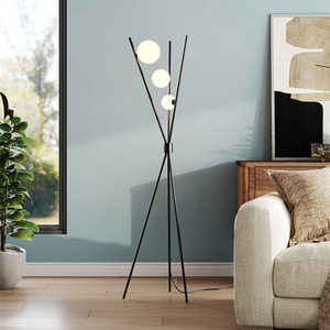 Metal Three-legged Floor Lamp with Moon Shape Shade
