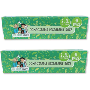 Compostable Zip Lock Bags 2.5L (15) x 2 - 30 bags