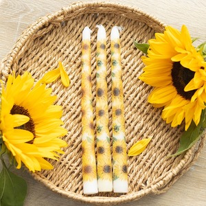 Set of 3 Sunflower Unscented Taper Candles