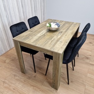 Black Kosy Koala Rustic Effect Dining kitchen table Set with Chairs shot 7306034