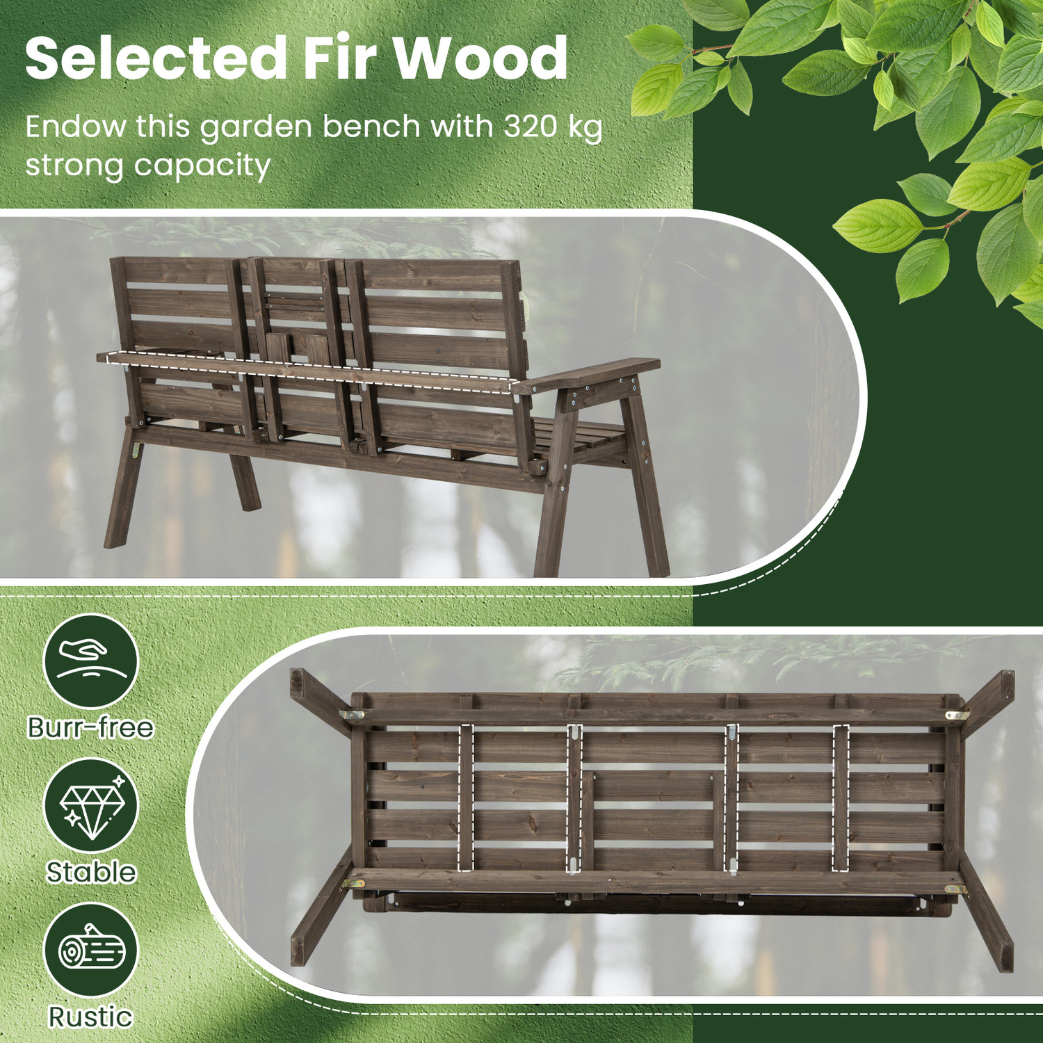 Outdoor Bench with Middle Table