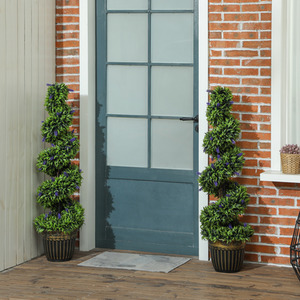 HOMCOM 2 Pack Artificial Plants Spiral Topiary with Lavender 115cm