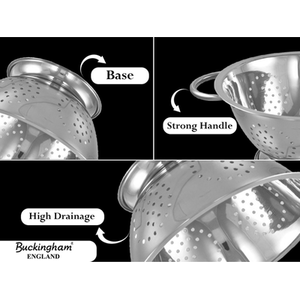 Buckingham Stainless Steel Colander for Pasta Vegetables Fruits