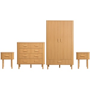 4 Piece Wooden Set Wardrobe Chest of Drawers Bedsides Axel
