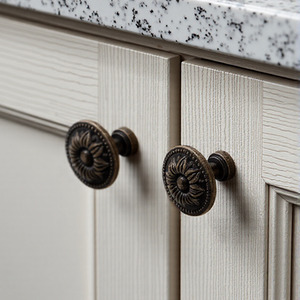 Antique Bronze Floral Embossed Cabinet Knob