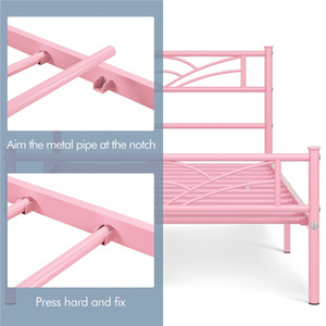 Pink / Single Metal Bed Frame with Cloud Design shot 7824625