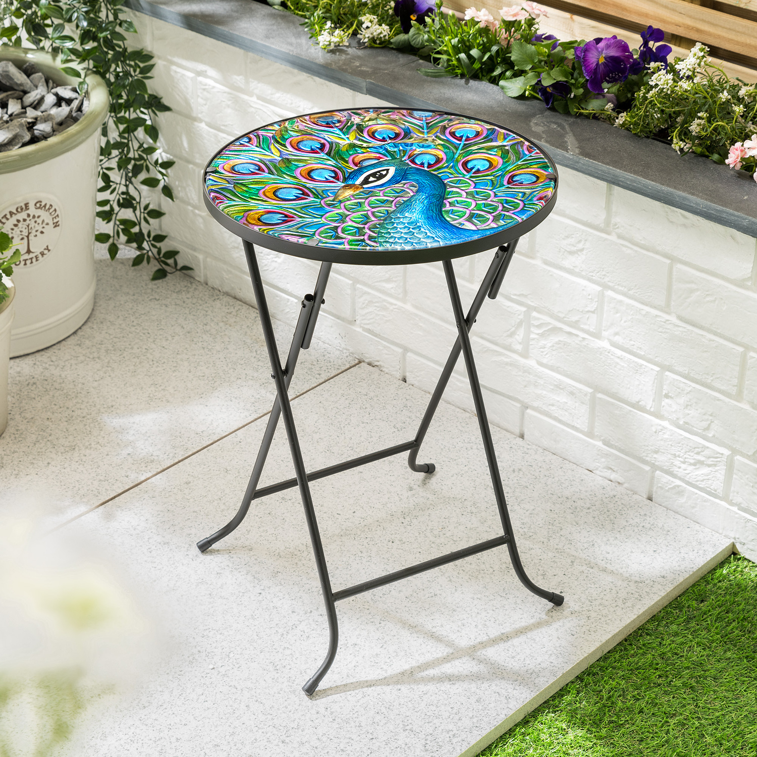 Peacock Glass Top Bistro Table
