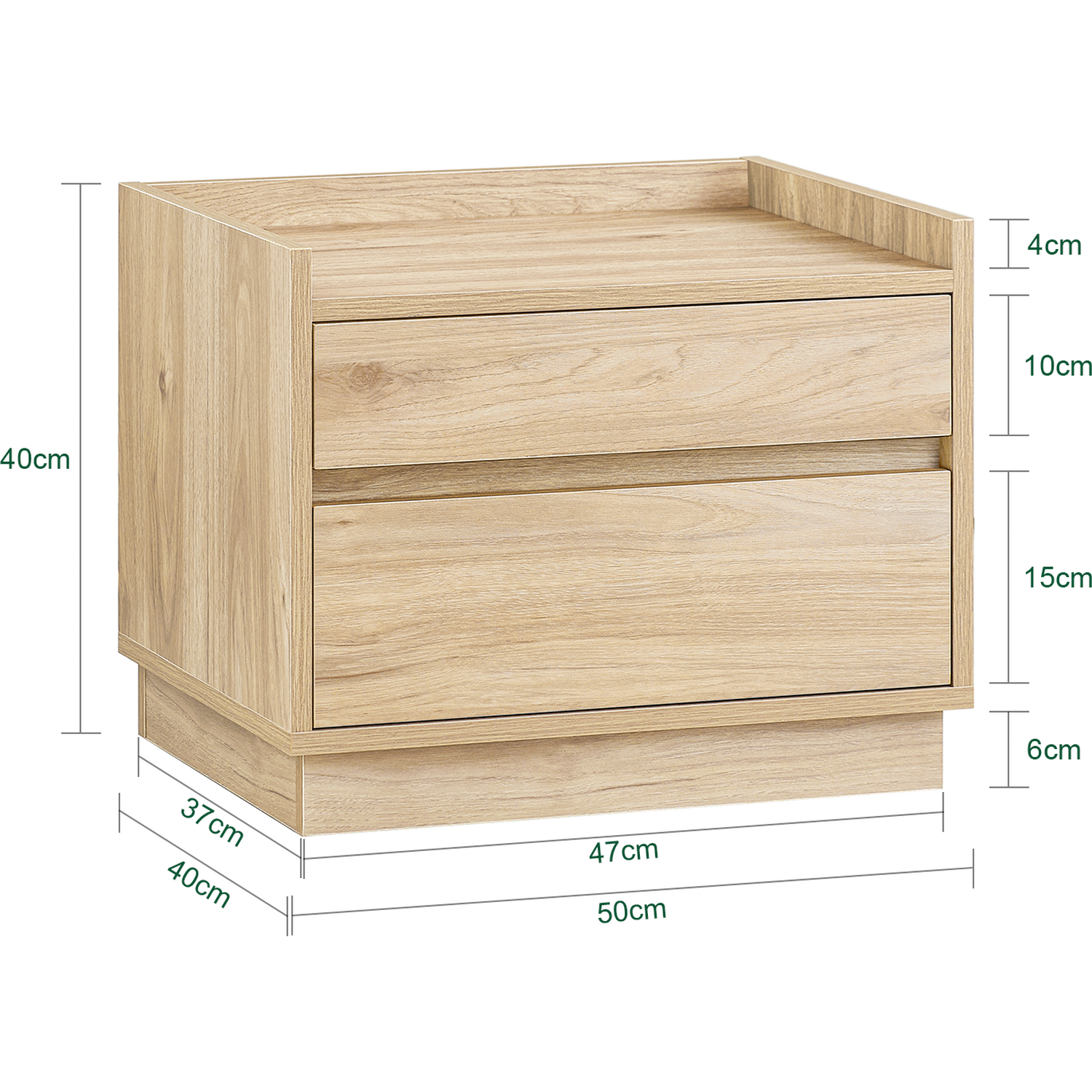 Grainy Nightstand Bedside Table With Drawers - Natural