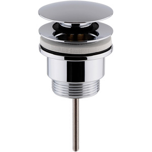 Universal Round Push Button Basin Waste Slotted Unslotted Chrome