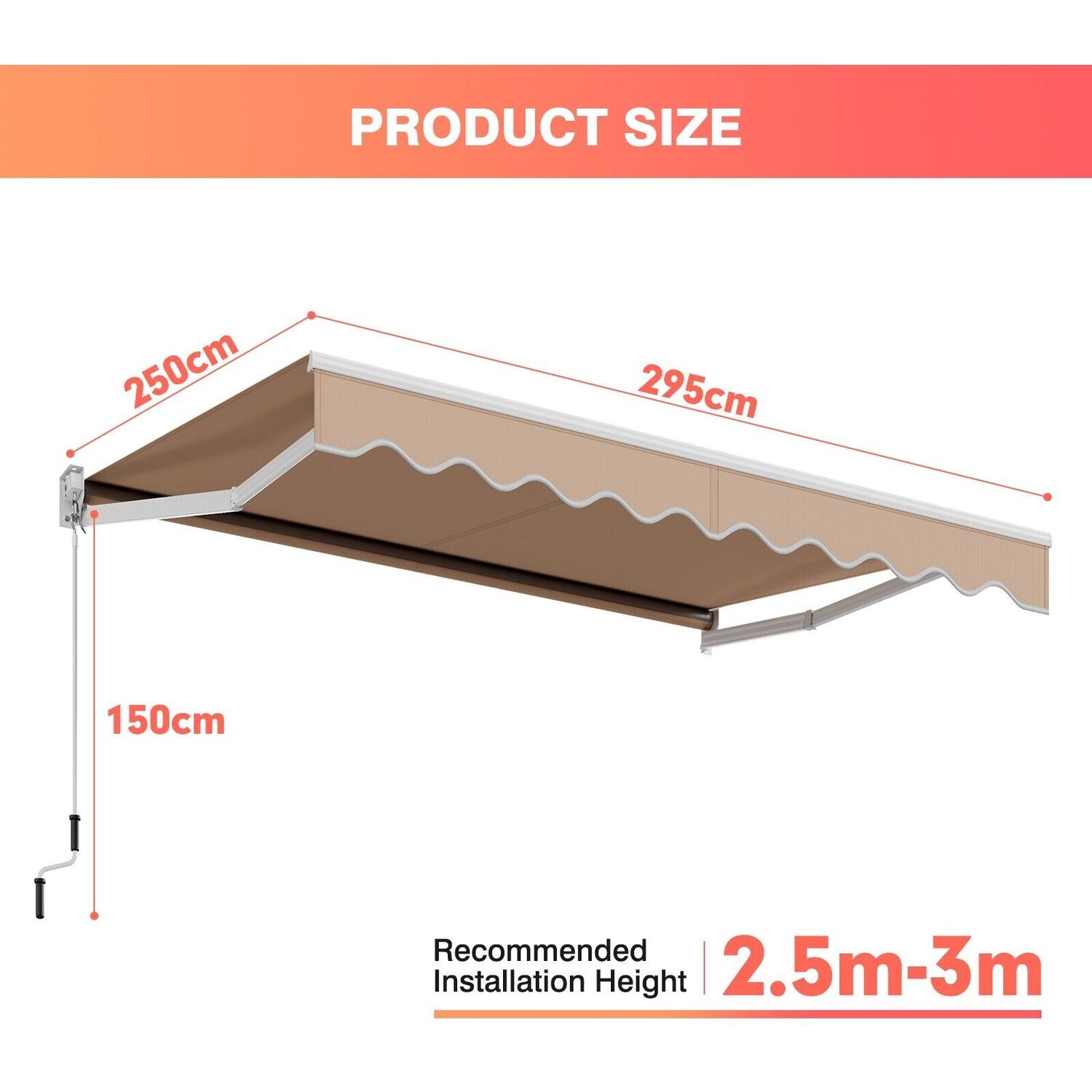 Retractable Awning Sun Shade Shelter - Beige
