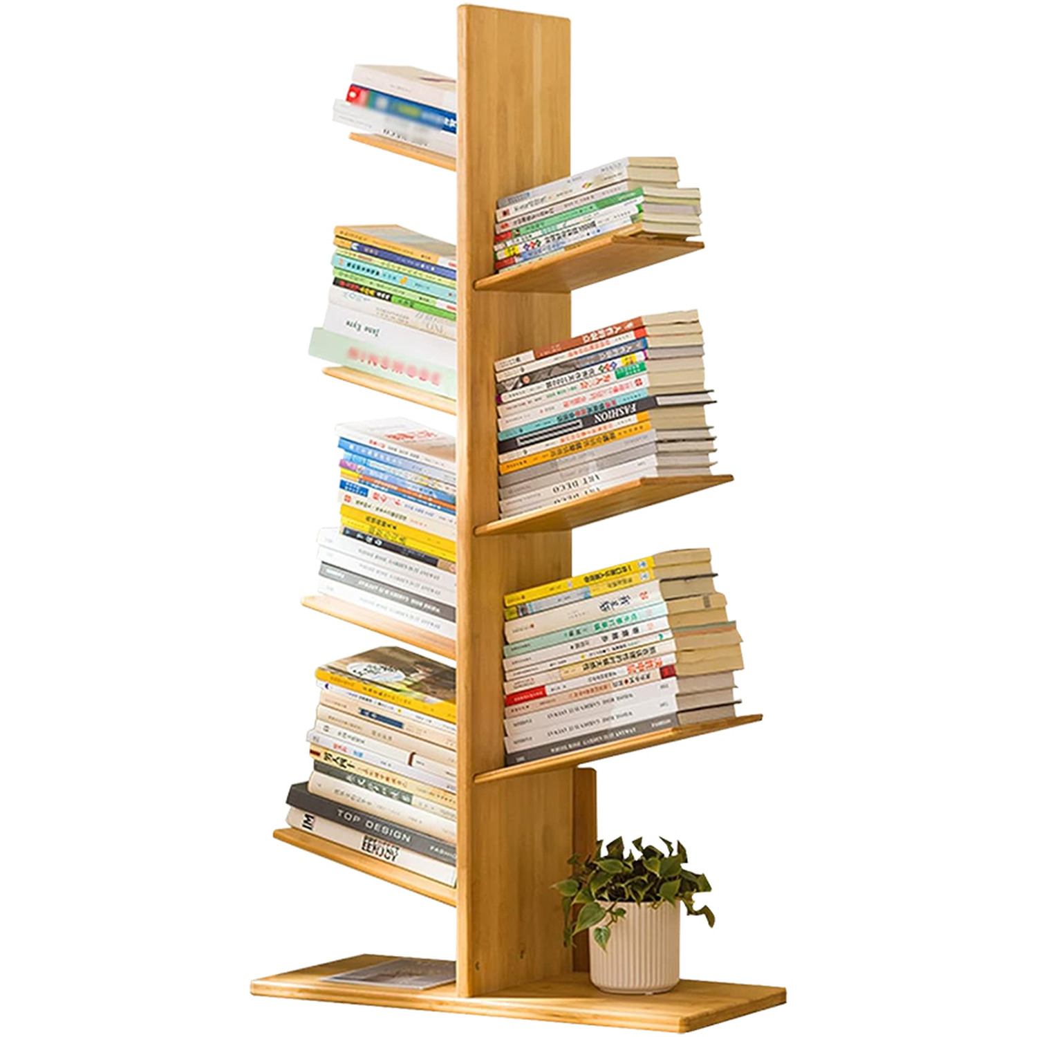 Kidkid Shelf Tree Design Rustic Wooden Floor Storage Rack - Natural / 120Cm