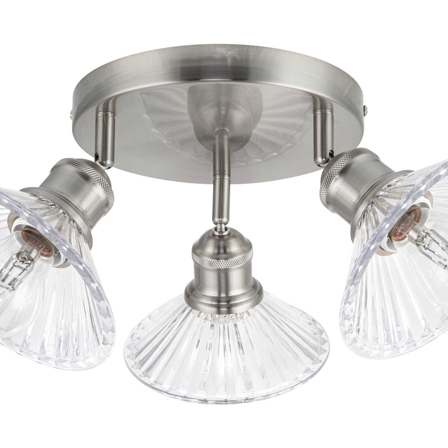 Cosylyte Milan Bathroom 3 Light Glass Round Plate Spotlight - Nickel