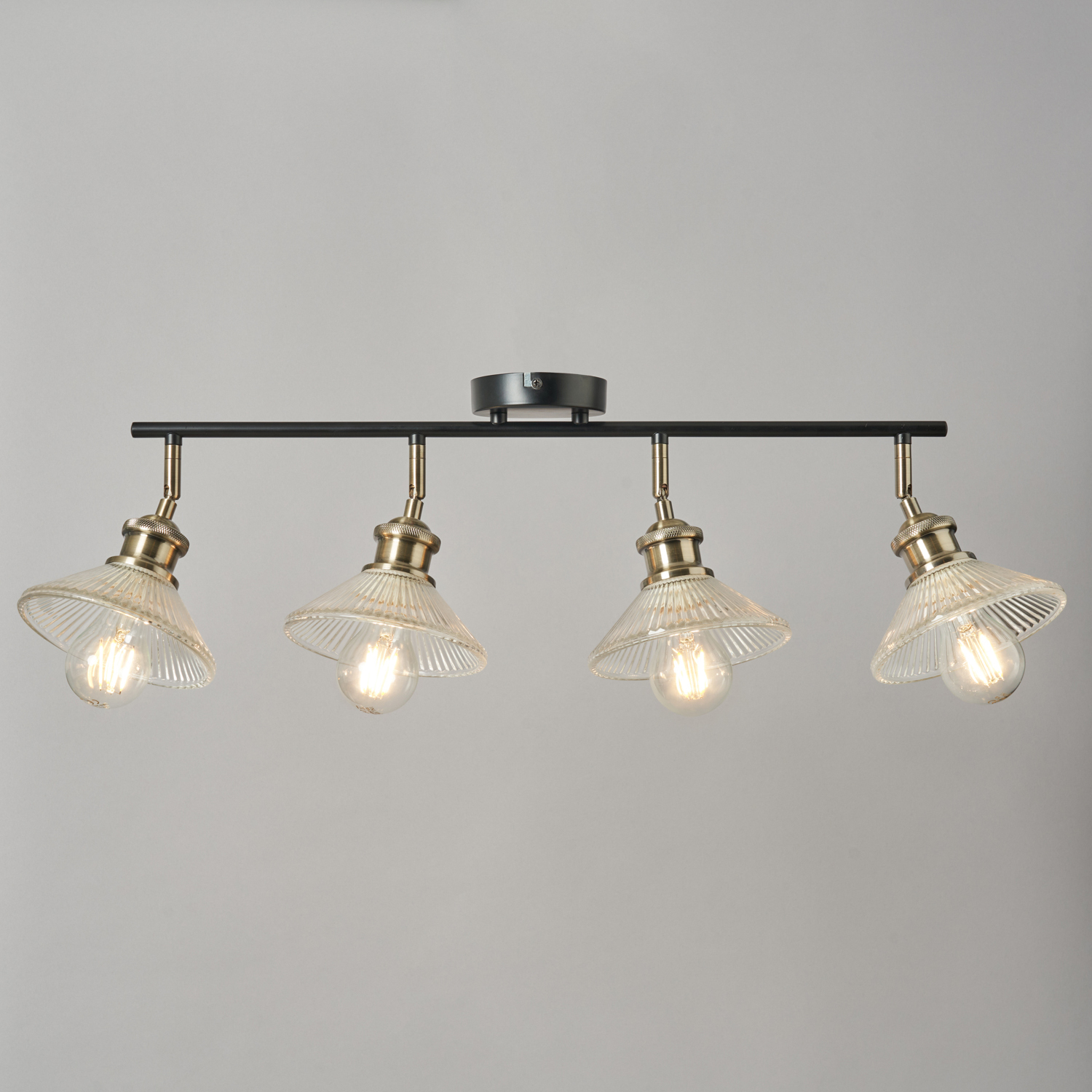 Zeke 4 Light Industrial Spotlight Bar - Antique Brass