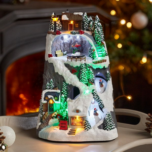 Light-Up Christmas Winter Ski Village Scene with LEDs