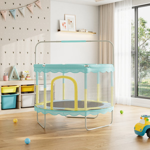 Kidkid Kids Outdoor Trampoline with Balance Bar and Enclosure