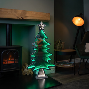 Light up Infinity Christmas Tree Decoration with LEDs on Metal Base