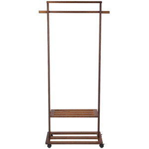 Brown Bamboo Clothing Rack with Storage Shelves shot 10316782