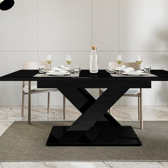 EXTENDABLE DINING TABLE, (BLACK GLOSS)