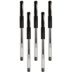 wilko Pack of 5 Capped Black Gel Pens