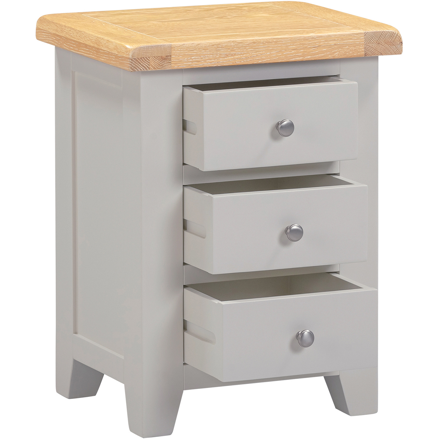 Windsor 3 Drawer Bedside Fully Assembled - Pebble Grey