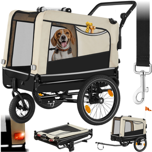 Dog Bike Trailer, Foldable, Including Reflectors, Leash And Flag