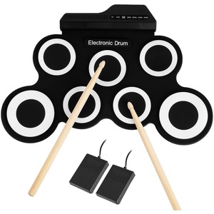 Electronic 7 Pad Drum Kit Mat Set Roll Up Digital Instrument
