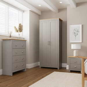 Lancaster 3 Piece Bedroom Set - Wardrobe, Chest of Drawers, Bedside