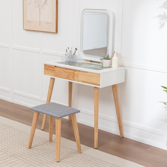 WestWood Natural Makeup Vanity Dressing Table Stool Set DT24