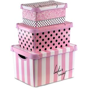 Storage Boxes with Lids Set of 3 Nesting Stackable Containers
